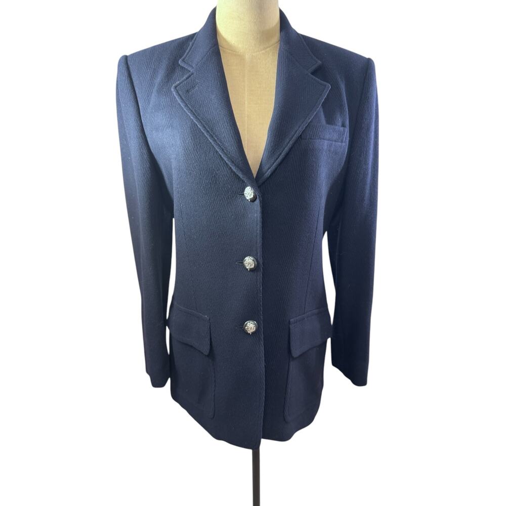 "LAUREN RALPH LAUREN" EUC Vintage‎ Wool & Cashmere Blazer Herringbone Equestrian